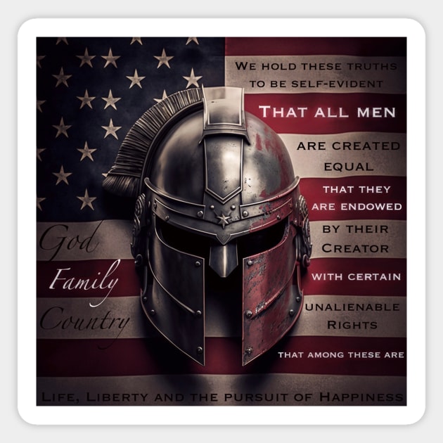 Spartan Helm Declaration of Independence Sticker by Jades-Corner